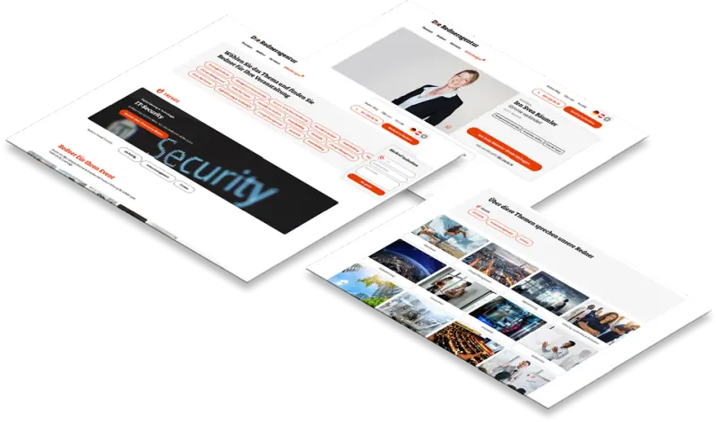 Konzept, Design und Realisierung Website sowie Entwicklung Logo f&uuml;r die Rednervermittlungsagentur.